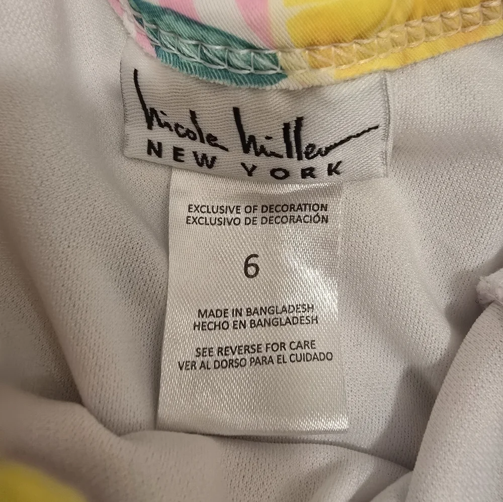 Nicole Miller New York Girls Size 6 Bathing Suit & Cover Up Pink Lemons Pom Poms